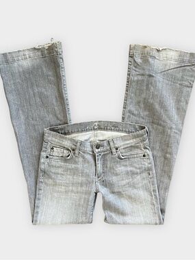 7 For All Mankind Dojo Flare Jeans Grey Silver Wash Y2K Size 28